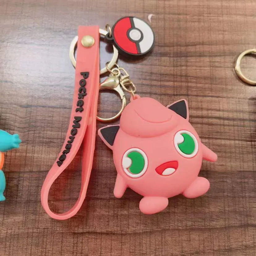 10pcs/20pcs/set wholesale Genuine Pikachu Anime Doll Keychain Pokemon Cartoon Keyring Bag Car Key Chain Ring Pendant Kids Gifts.