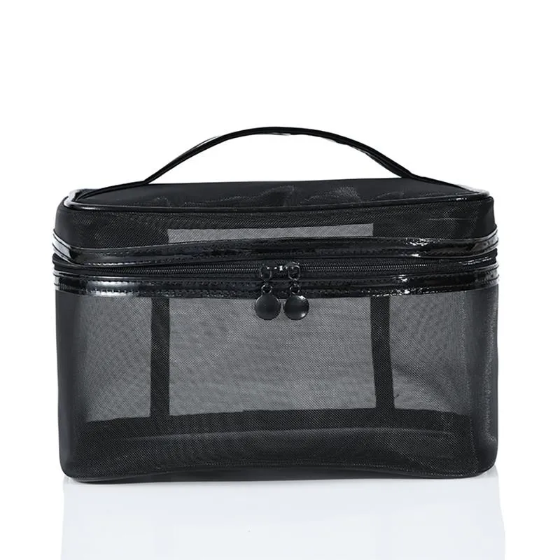 1Pcs Women Men Necessary Portable Cosmetic Bag Transparent Travel Organizer Fashion Large Black Toil