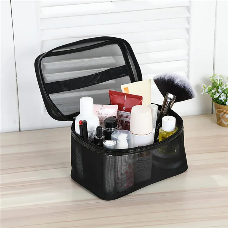 1Pcs Women Men Necessary Portable Cosmetic Bag Transparent Travel Organizer Fashion Large Black Toil