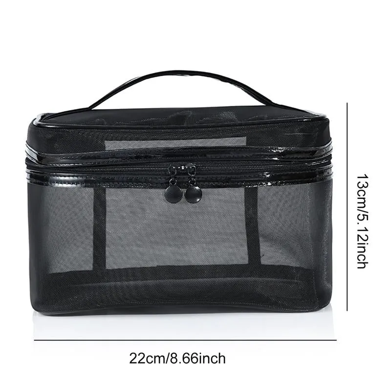 1Pcs Women Men Necessary Portable Cosmetic Bag Transparent Travel Organizer Fashion Large Black Toil