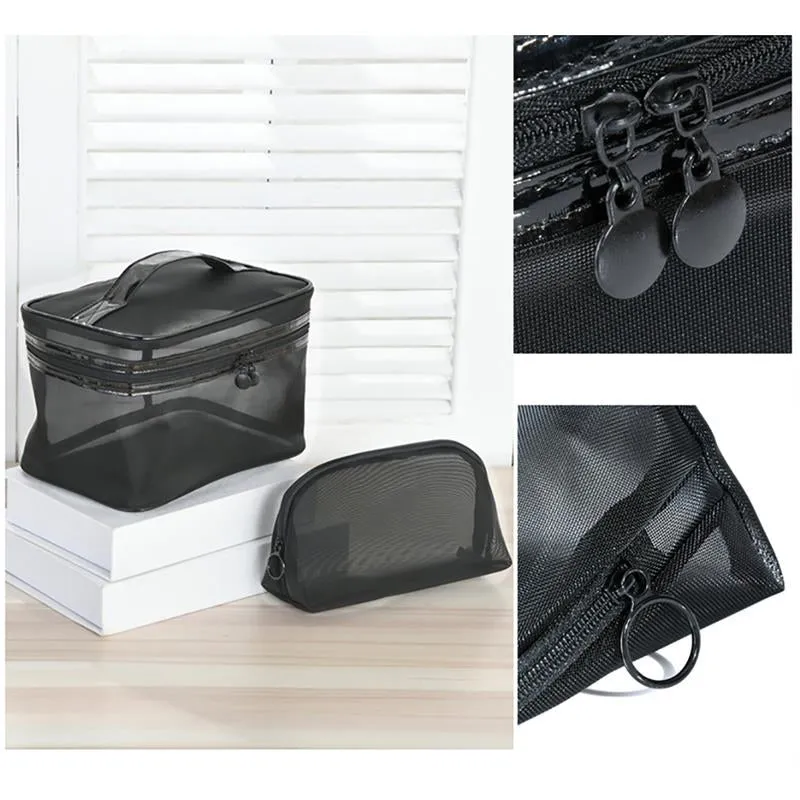 1Pcs Women Men Necessary Portable Cosmetic Bag Transparent Travel Organizer Fashion Large Black Toil