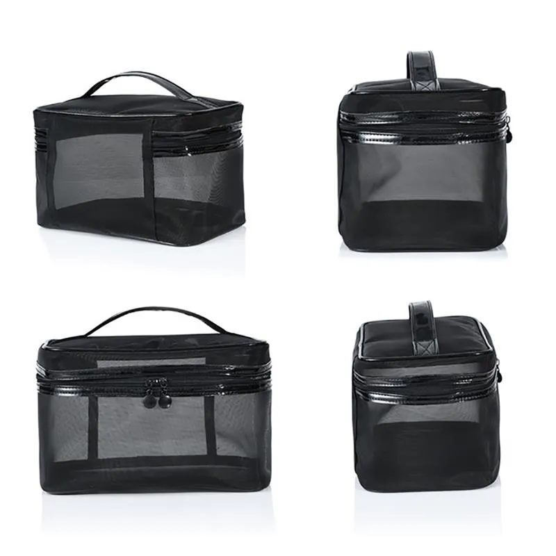 1Pcs Women Men Necessary Portable Cosmetic Bag Transparent Travel Organizer Fashion Large Black Toil