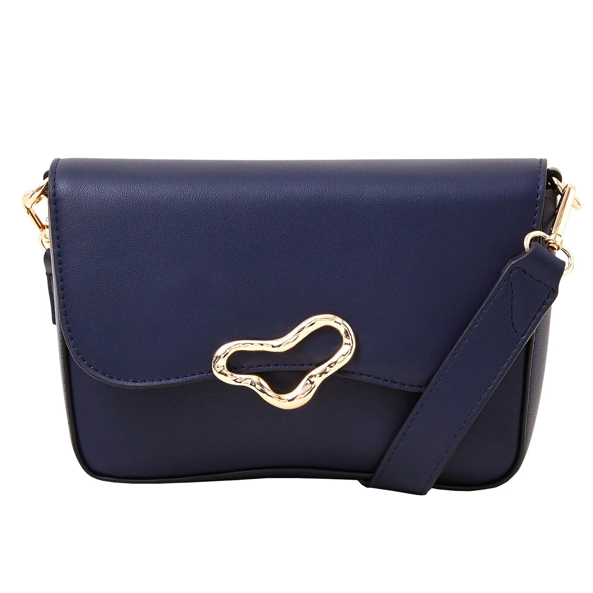 Accessorize London Women's Navy Blue Metal Detail Cross-Body Bag