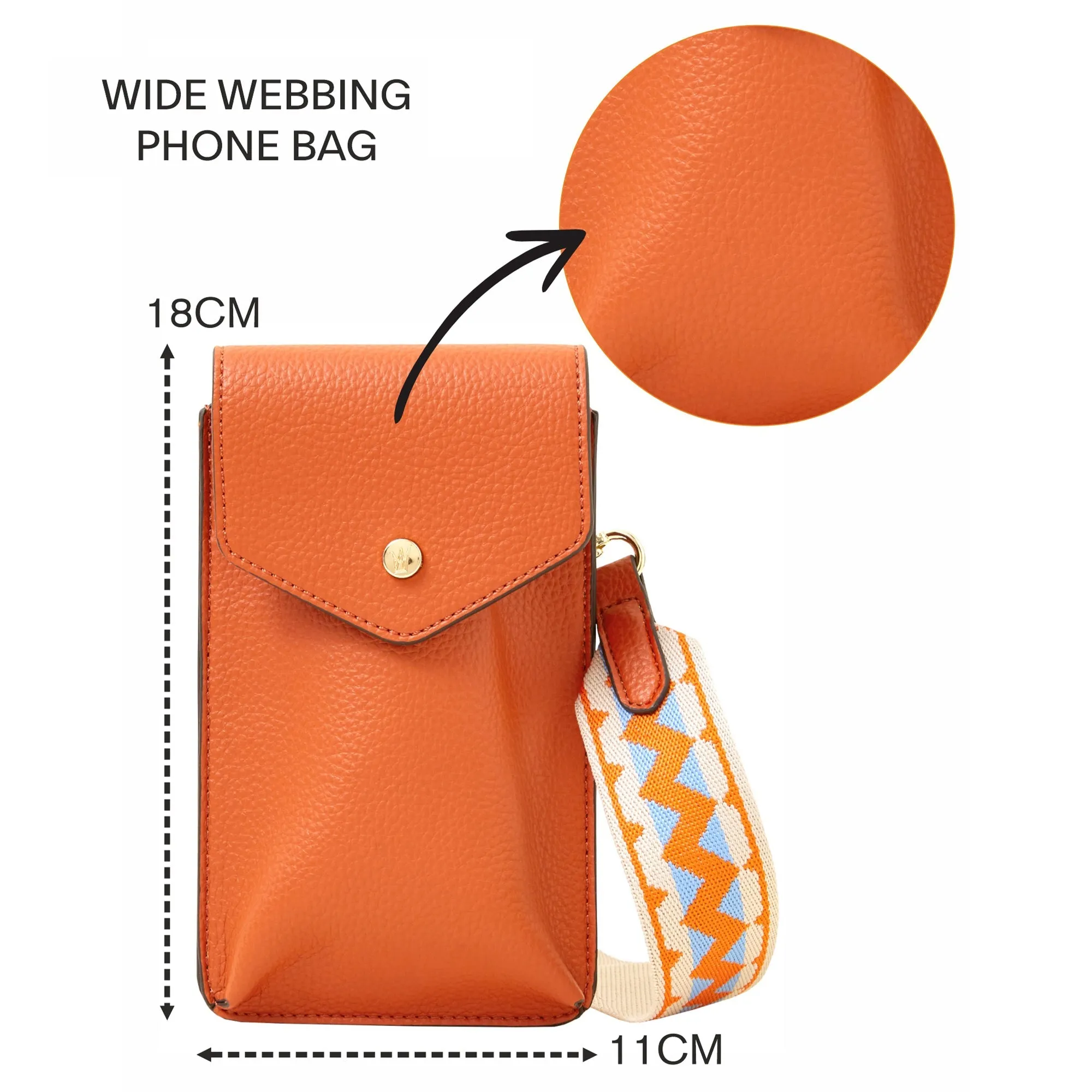 Accessorize London Women's Orange Webbing Strap Phone Bag