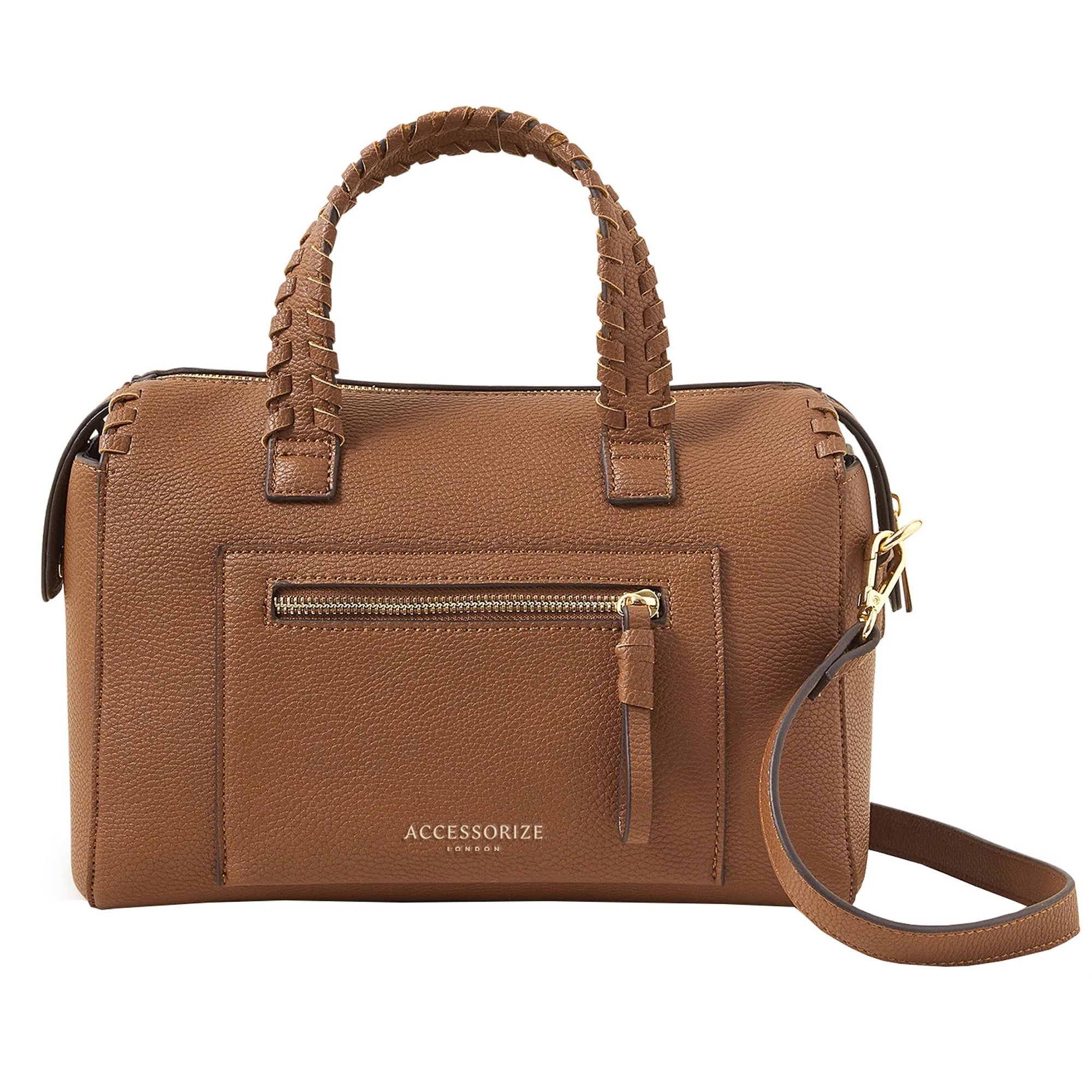 Accessorize London Women's Tan Front Pocket Handheld Bag