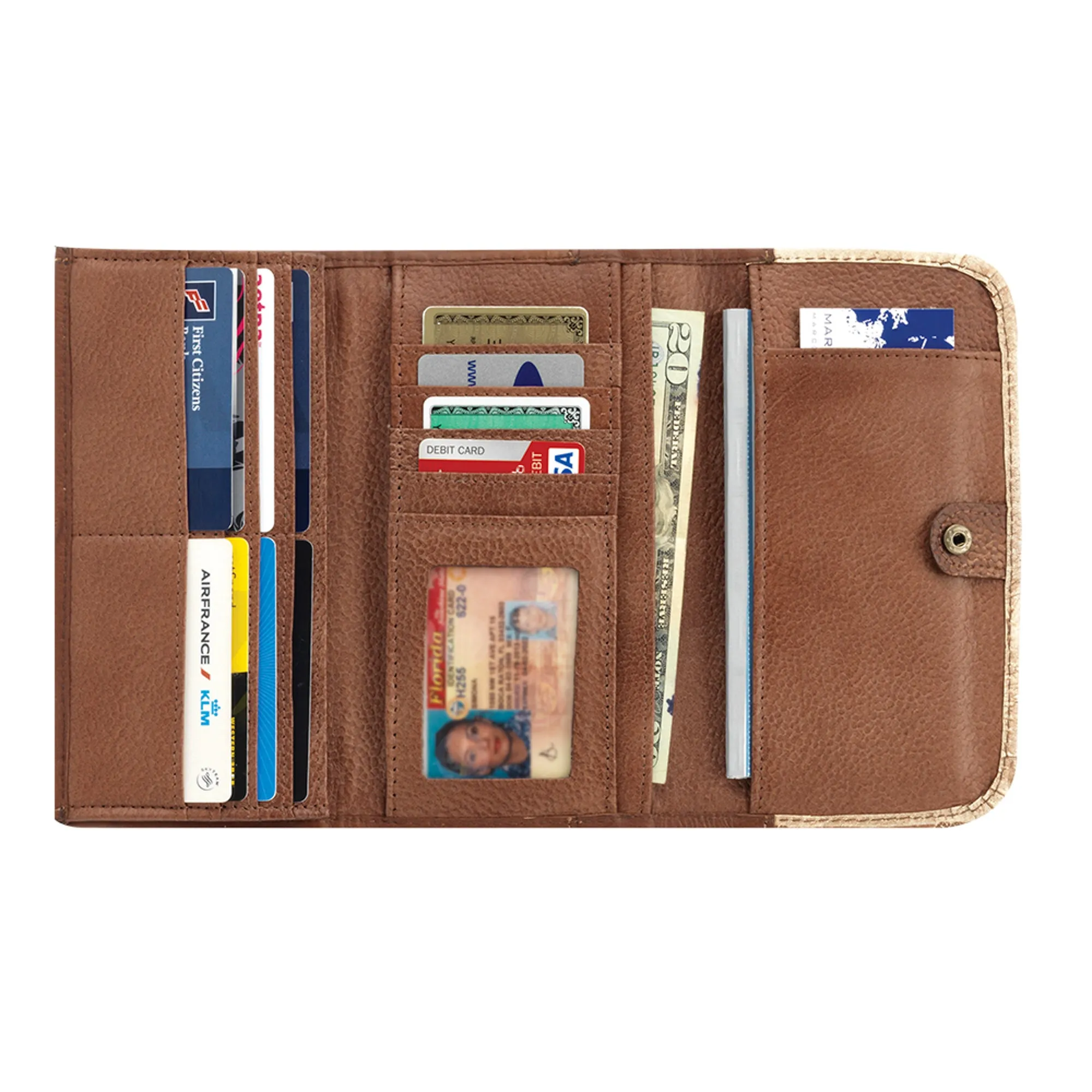 American West Annie's Secret Collection Denim Leather Trifold Wallet