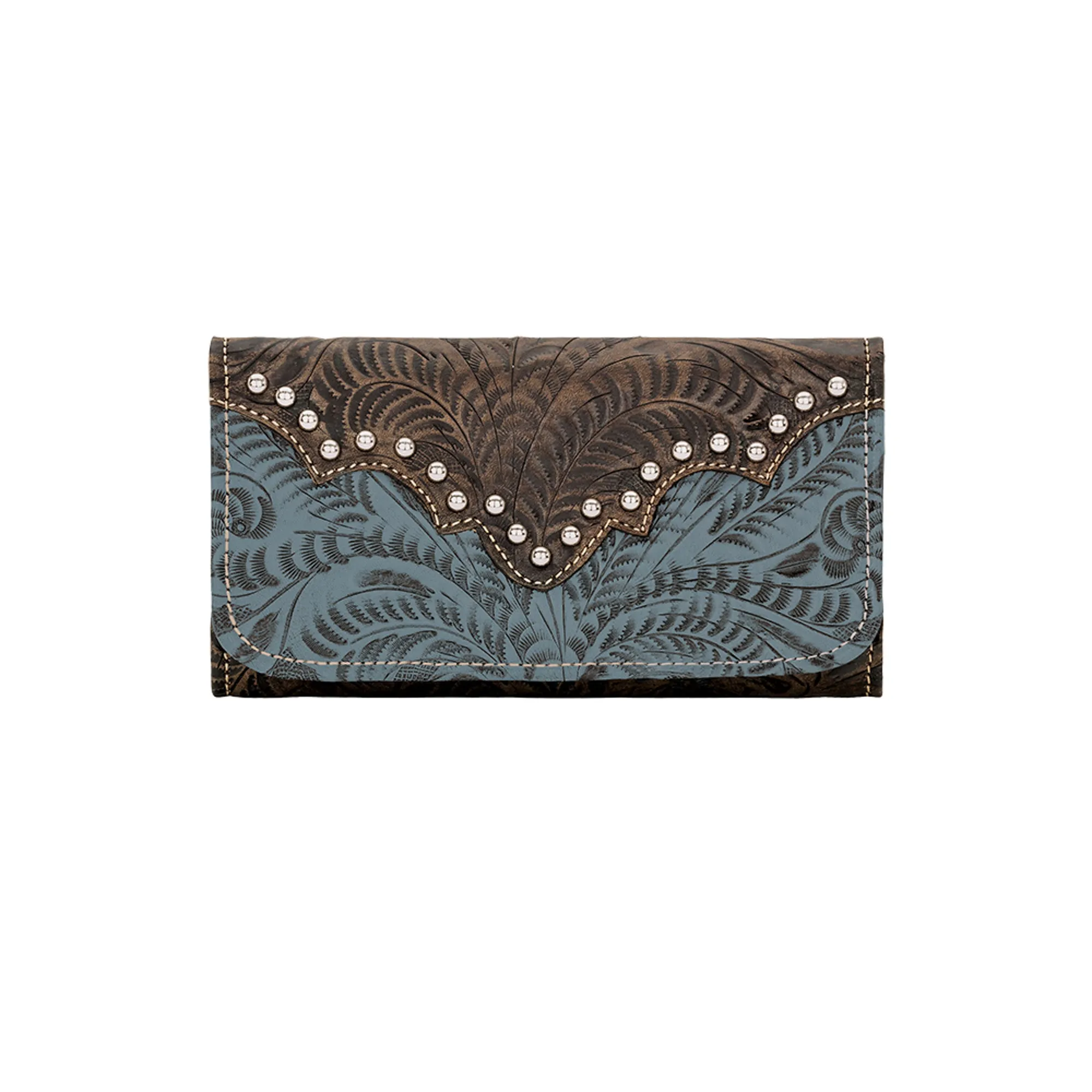 American West Annie's Secret Collection Denim Leather Trifold Wallet