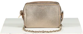 Aspinal Of London Metallic Bronze Pebbled Leather Mini Camera Bag