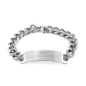 Aunt Thank You Gifts, Your presence is a reminder of life's greatest, Appreciation Blessing Birthday Cuban Chain Stainless Steel Bracelet for Aunt