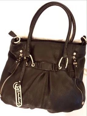 B Makowsky Black Satchel Leather Handbag