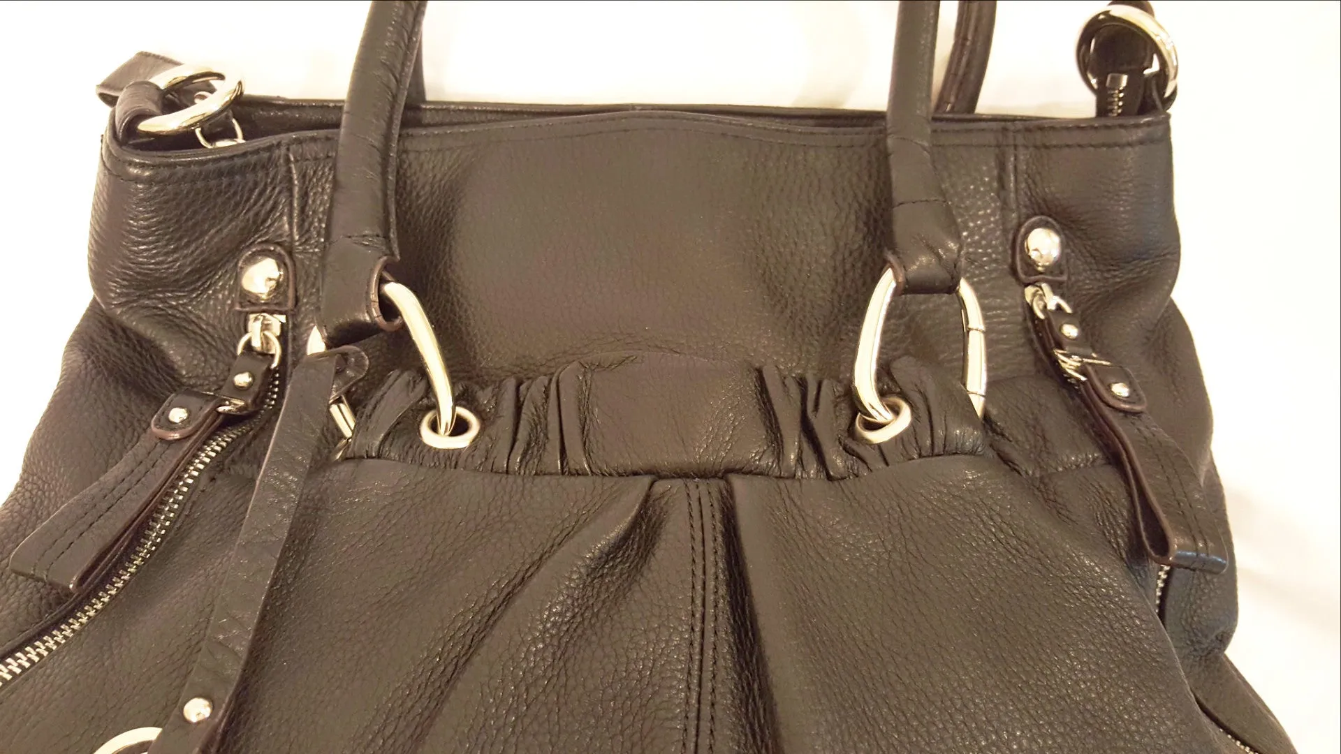 B Makowsky Black Satchel Leather Handbag