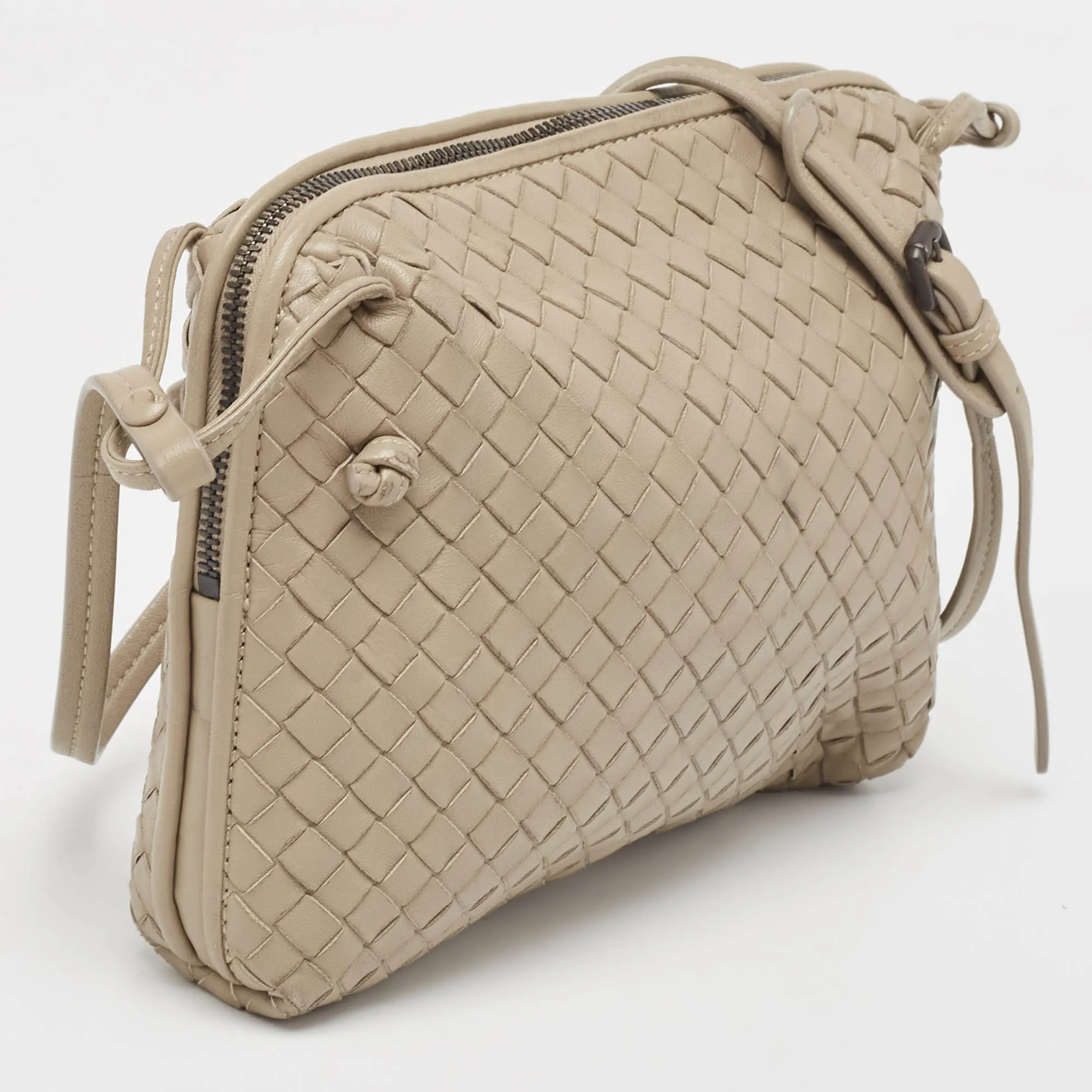 Bottega Veneta Light  Intrecciato Leather Nodini Crossbody Bag