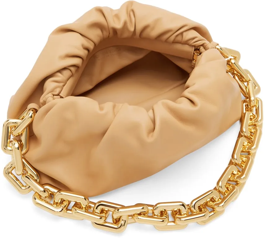 Chain Pouch Smooth, Almond/Gold