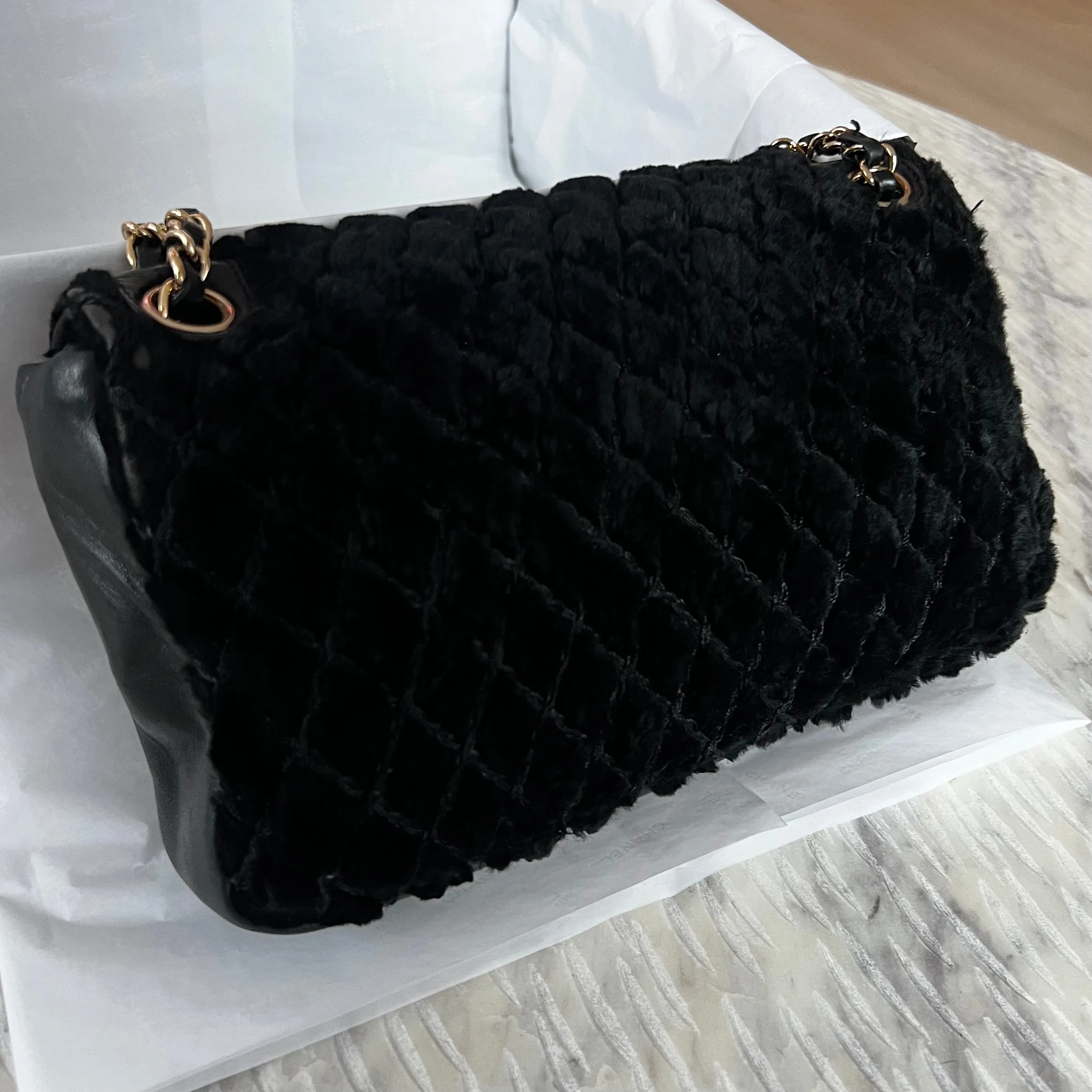 Chanel CC Rabbit Fur Flap Bag