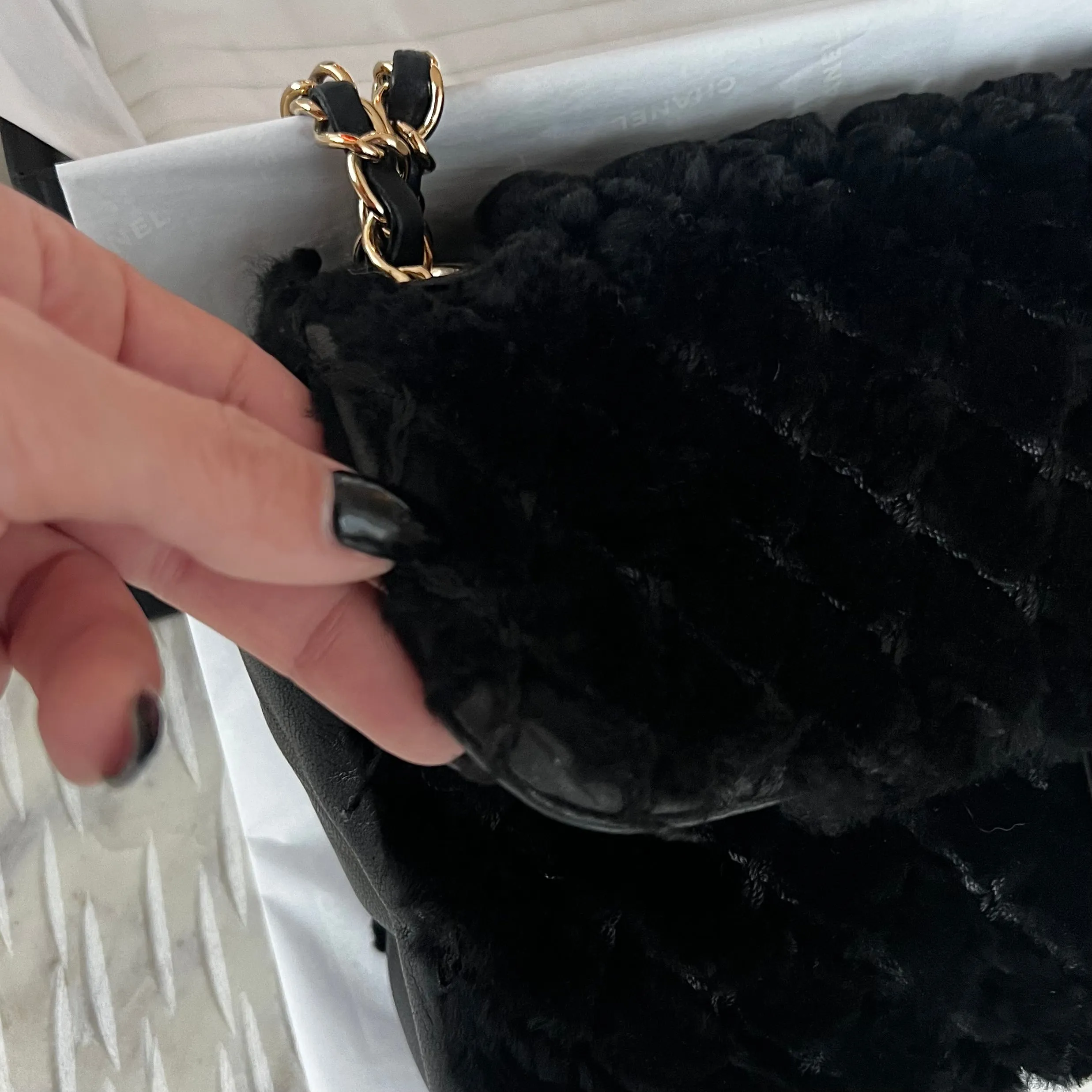 Chanel CC Rabbit Fur Flap Bag