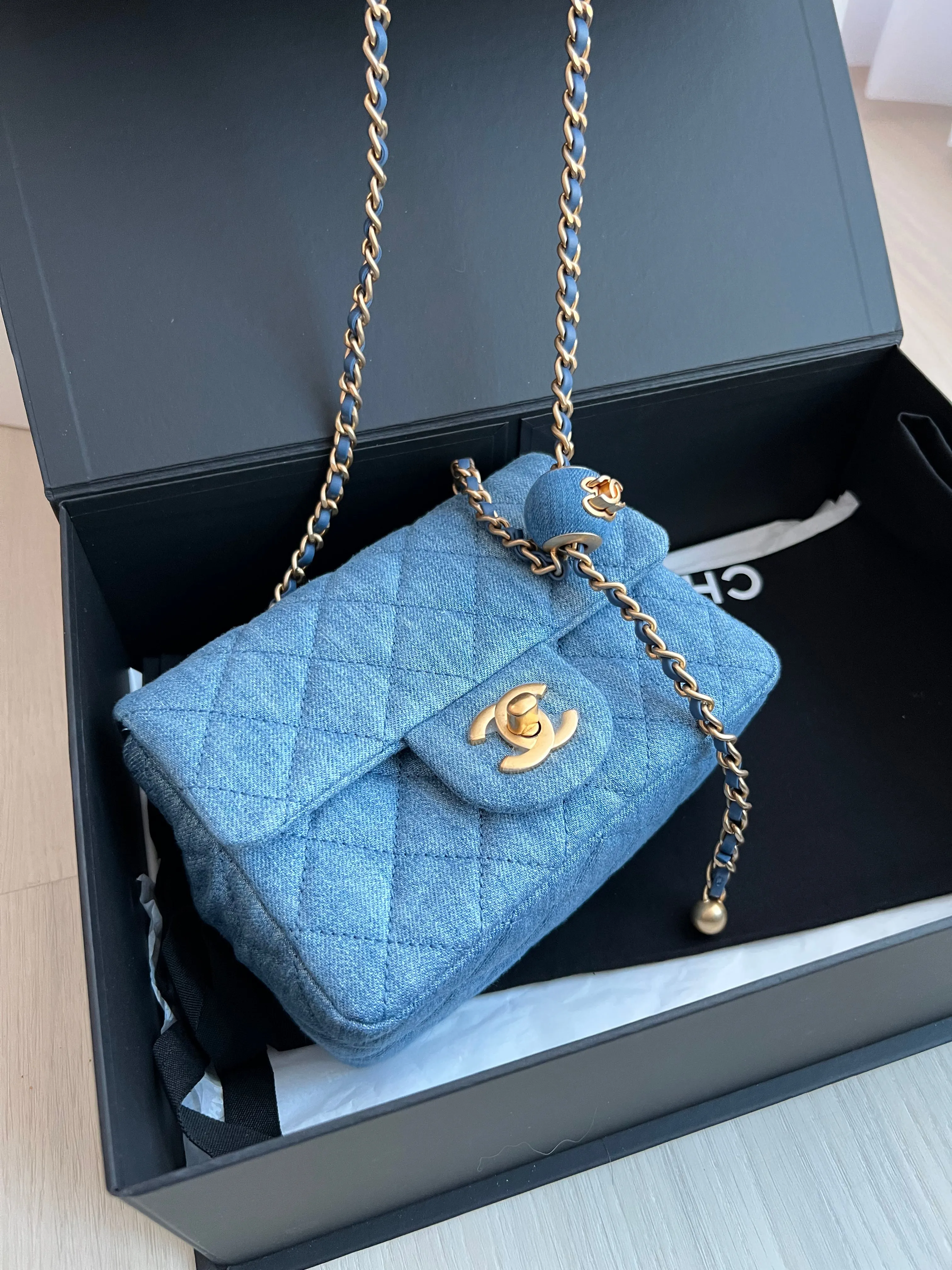 Chanel Denim Pearl Crush Bag