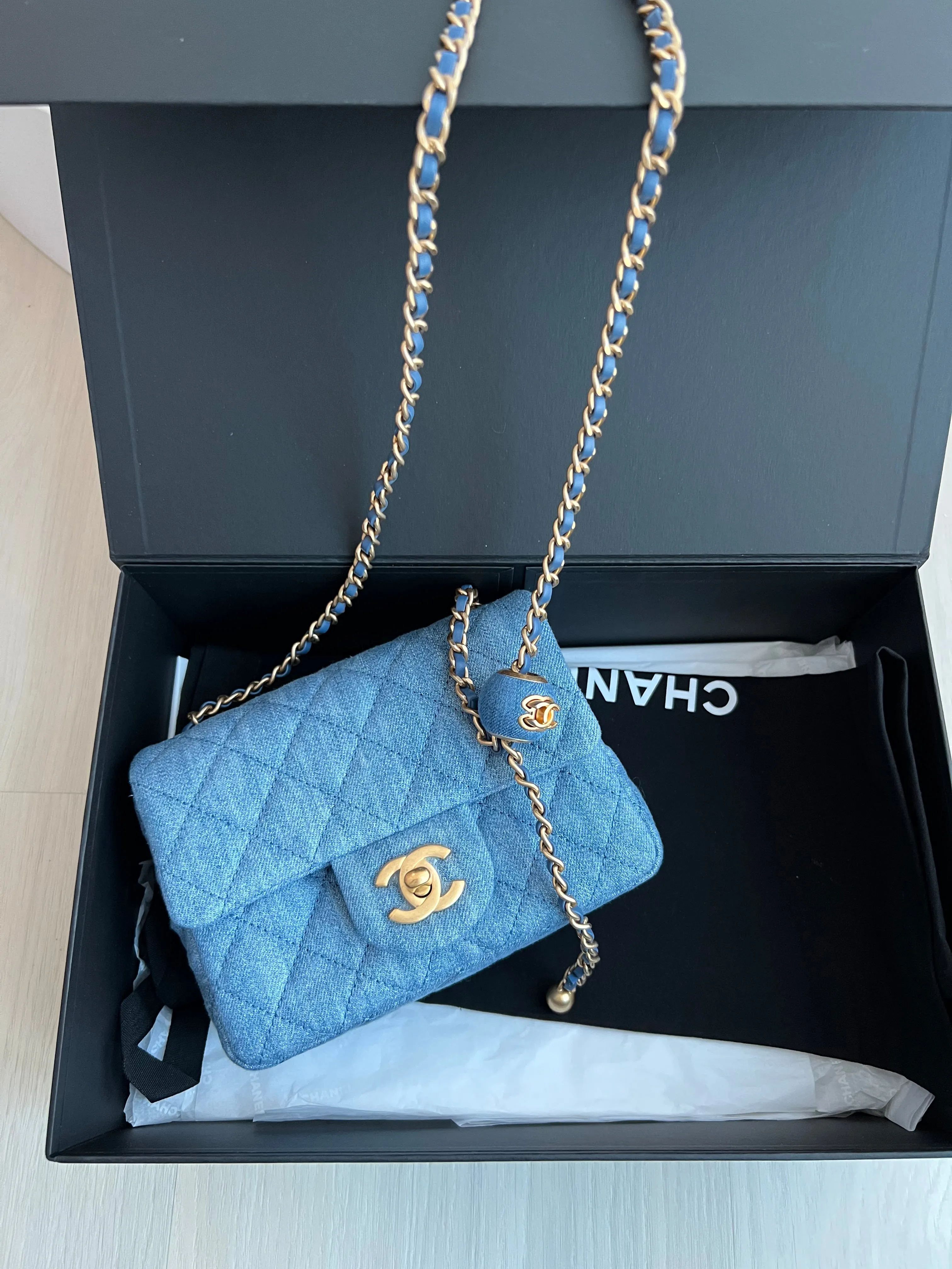 Chanel Denim Pearl Crush Bag