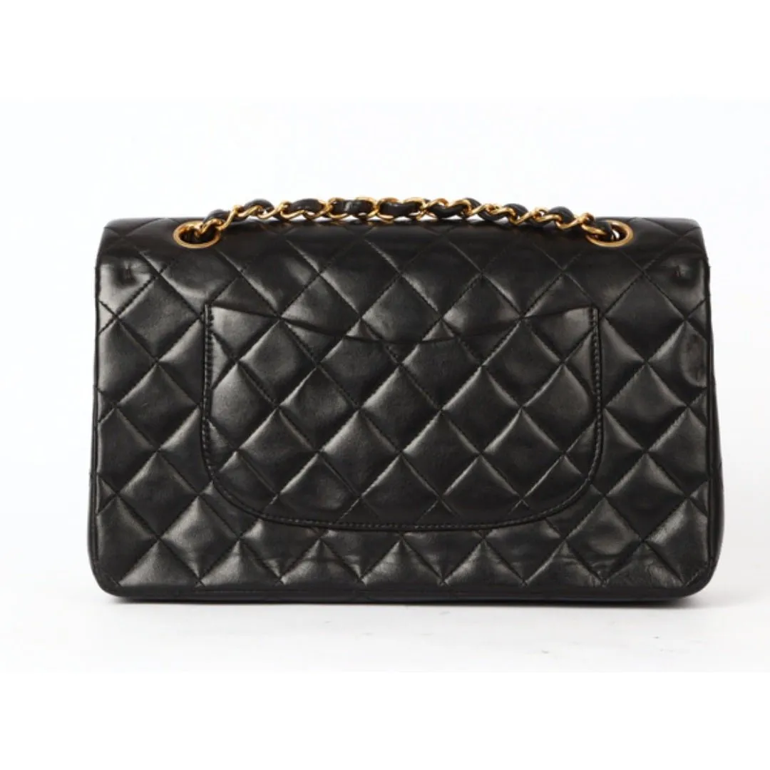 CHANEL Matelasse 25 W Chain Shoulder W Flap Ram Black 3rd Series Sticker