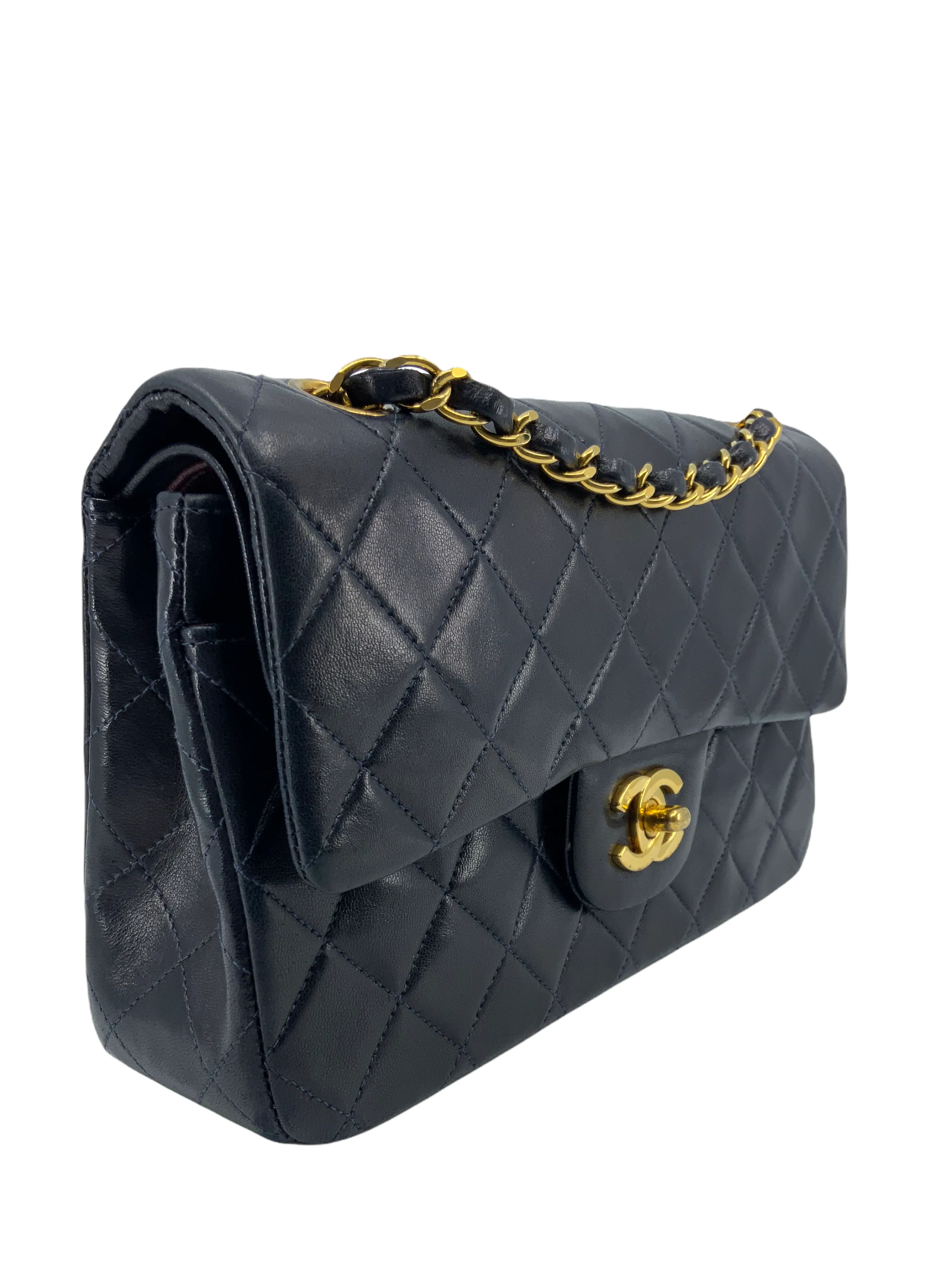 Chanel Vintage Quilted Lambskin Small Classic Double Flap Bag