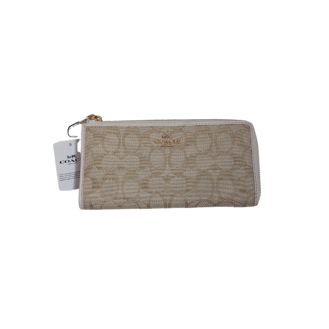 Coach Beige Monogram L Zip Wallet Signature Wallet | Brand New |