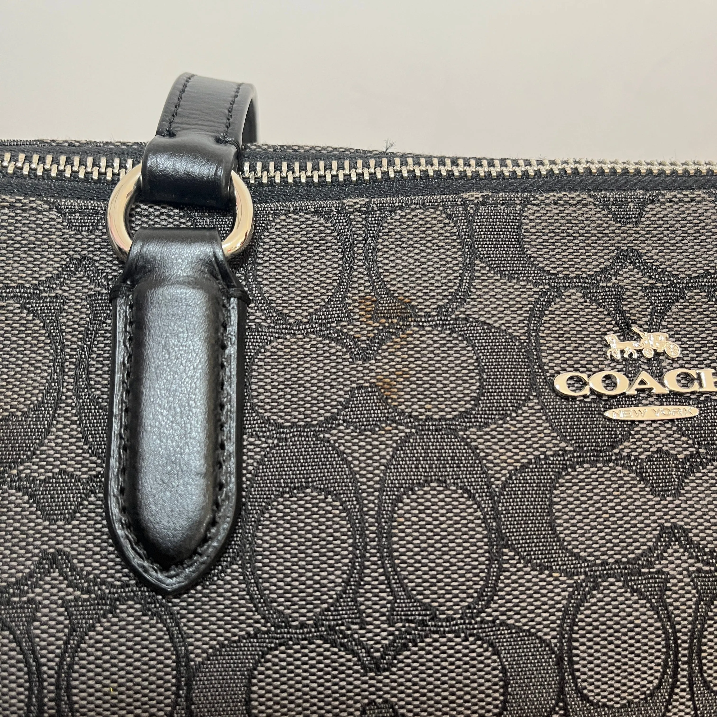 Coach Black Canvas Monogram and Leather Tote Bag | Pre Loved |