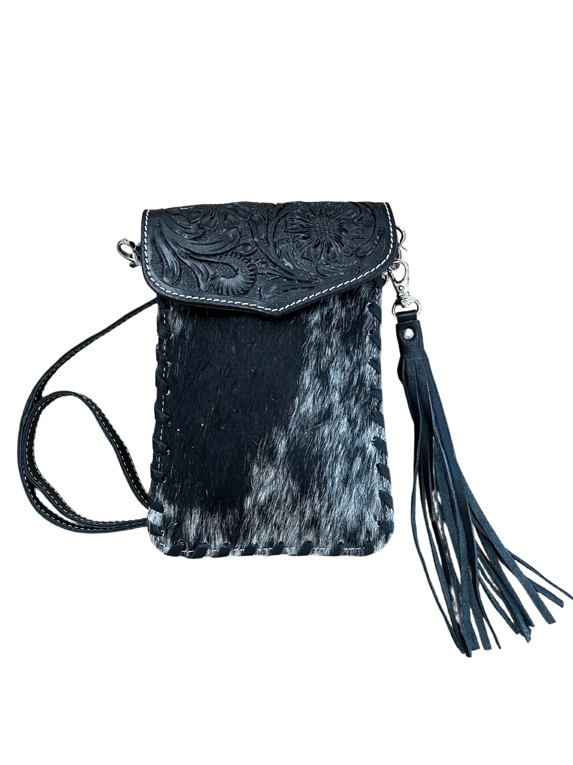 Cowhide Phone Bag - Black/White