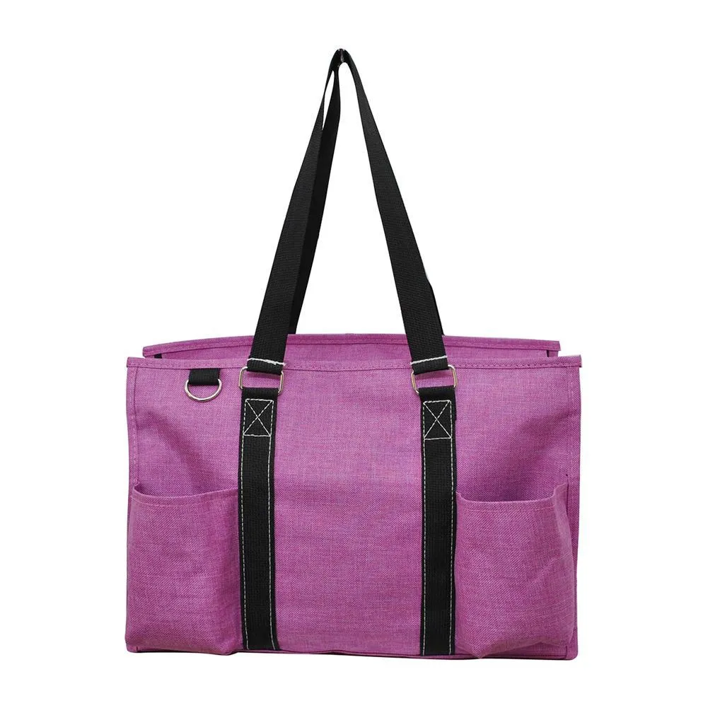 Crosshatch Fuscia NGIL Zippered Caddy Organizer Tote Bag