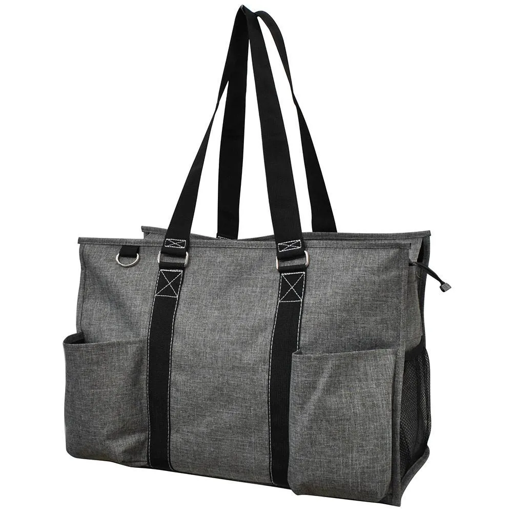 Crosshatch Gray NGIL Zippered Caddy Large Organizer Tote Bag