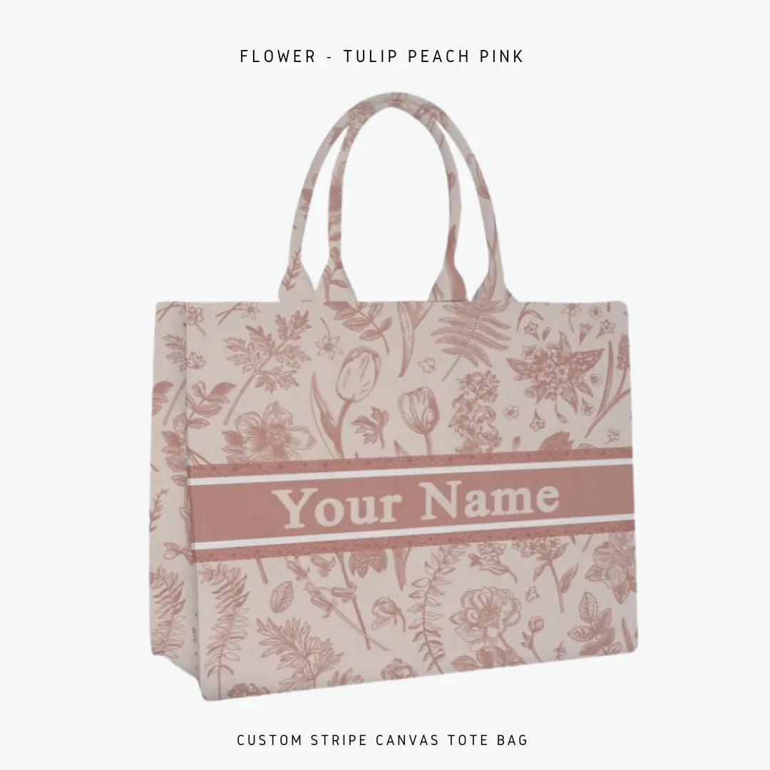 Custom Stripe Canvas Tote Bag - 10 DAYS LEAD TIME