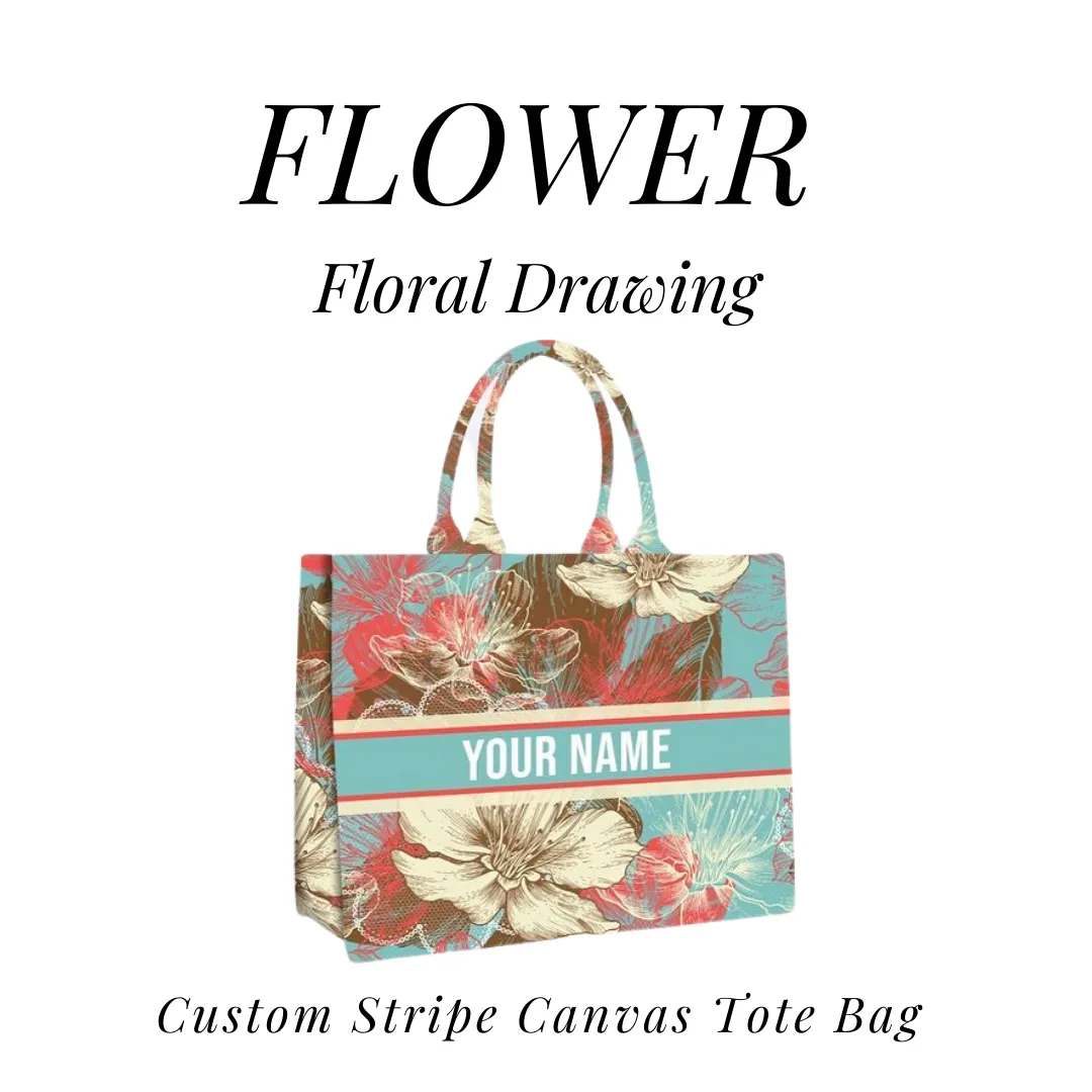 Custom Stripe Canvas Tote Bag - 10 DAYS LEAD TIME