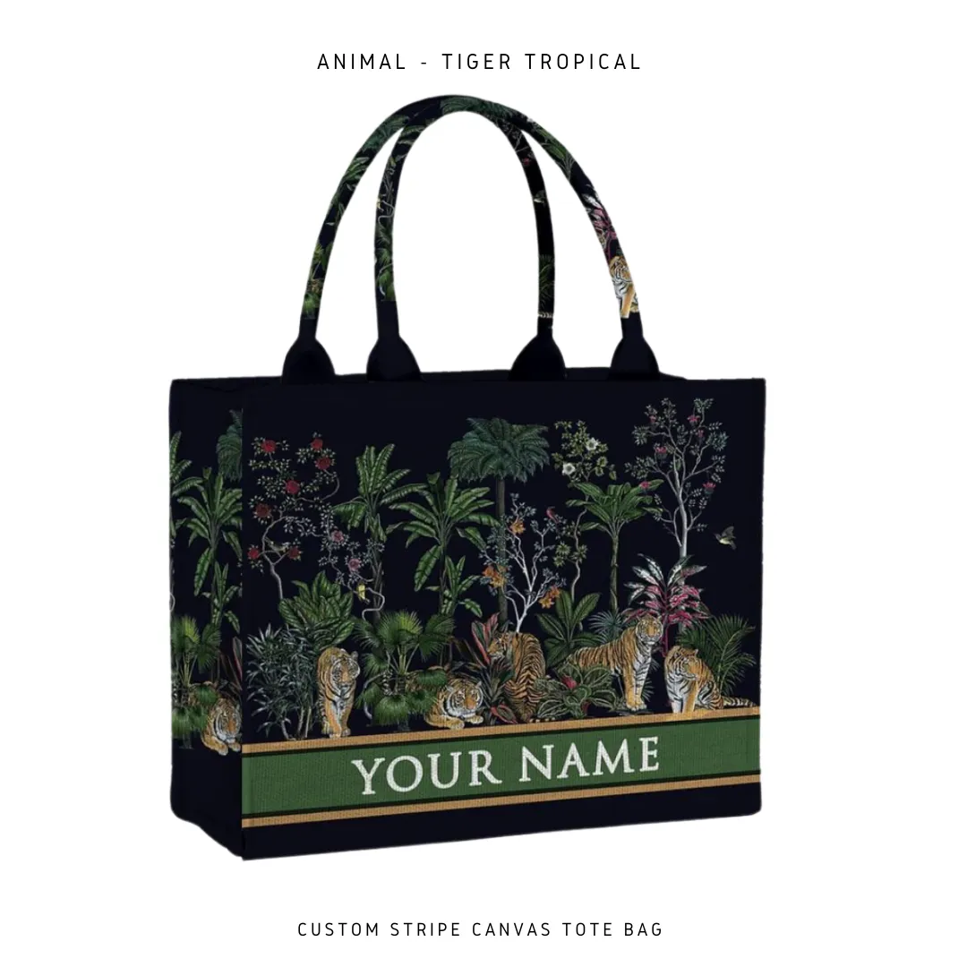 Custom Stripe Canvas Tote Bag - 10 DAYS LEAD TIME