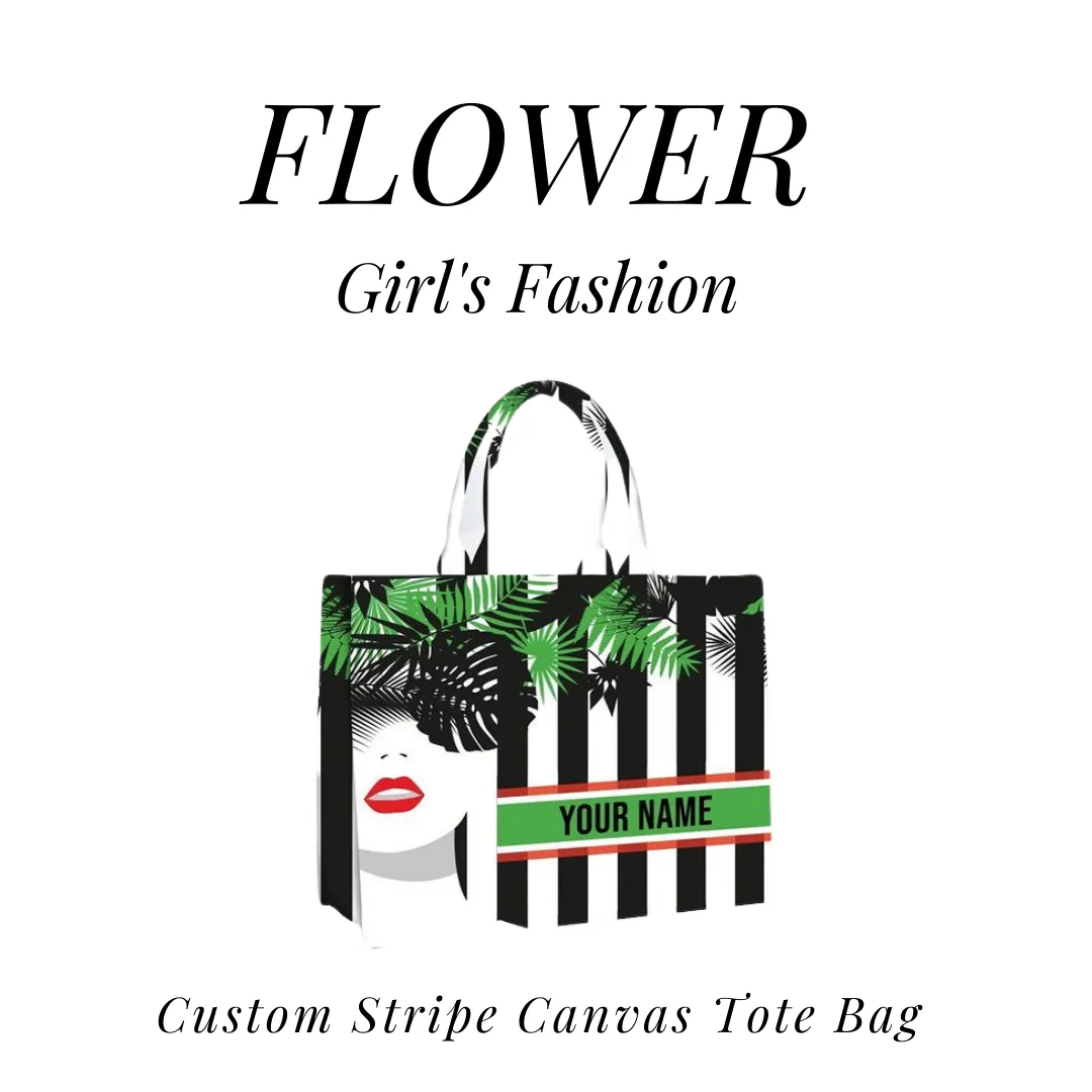 Custom Stripe Canvas Tote Bag - 10 DAYS LEAD TIME