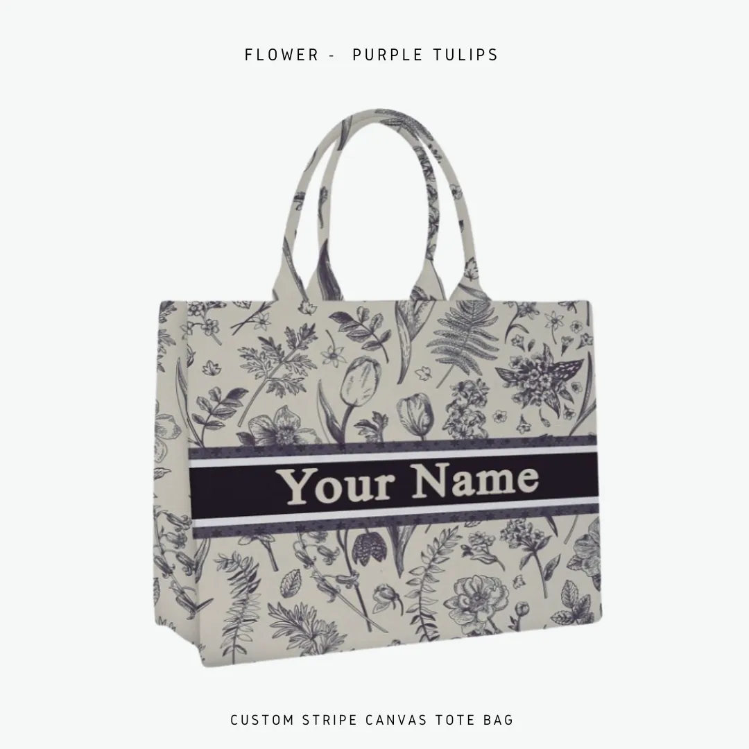 Custom Stripe Canvas Tote Bag - 10 DAYS LEAD TIME