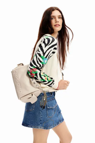 Desigual Midsize Half Logo Bag - Crudo