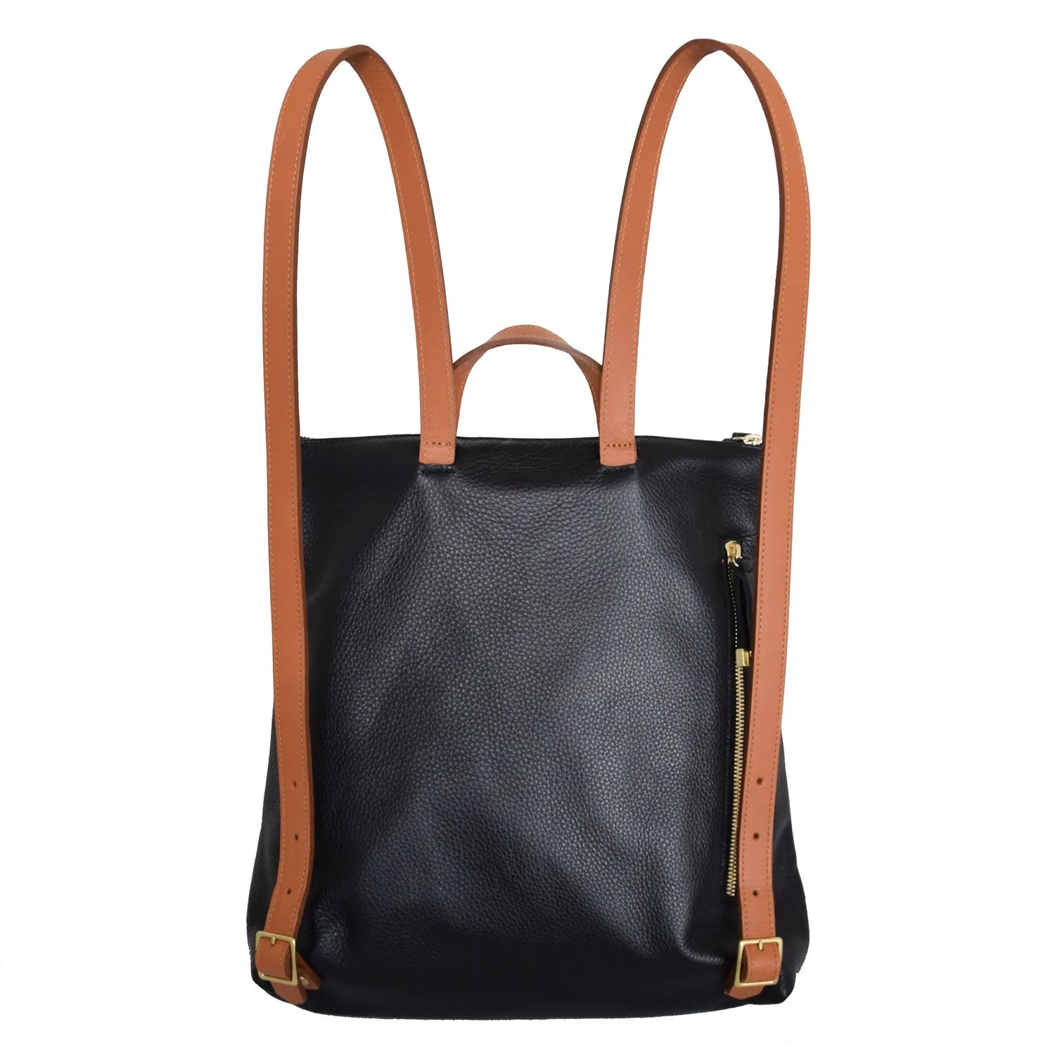 FRANNY BACKPACK | BLACK WITH TAN STRAPS