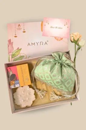 Gift hamper - Chandheri mint  potli - Aroma & Urli box