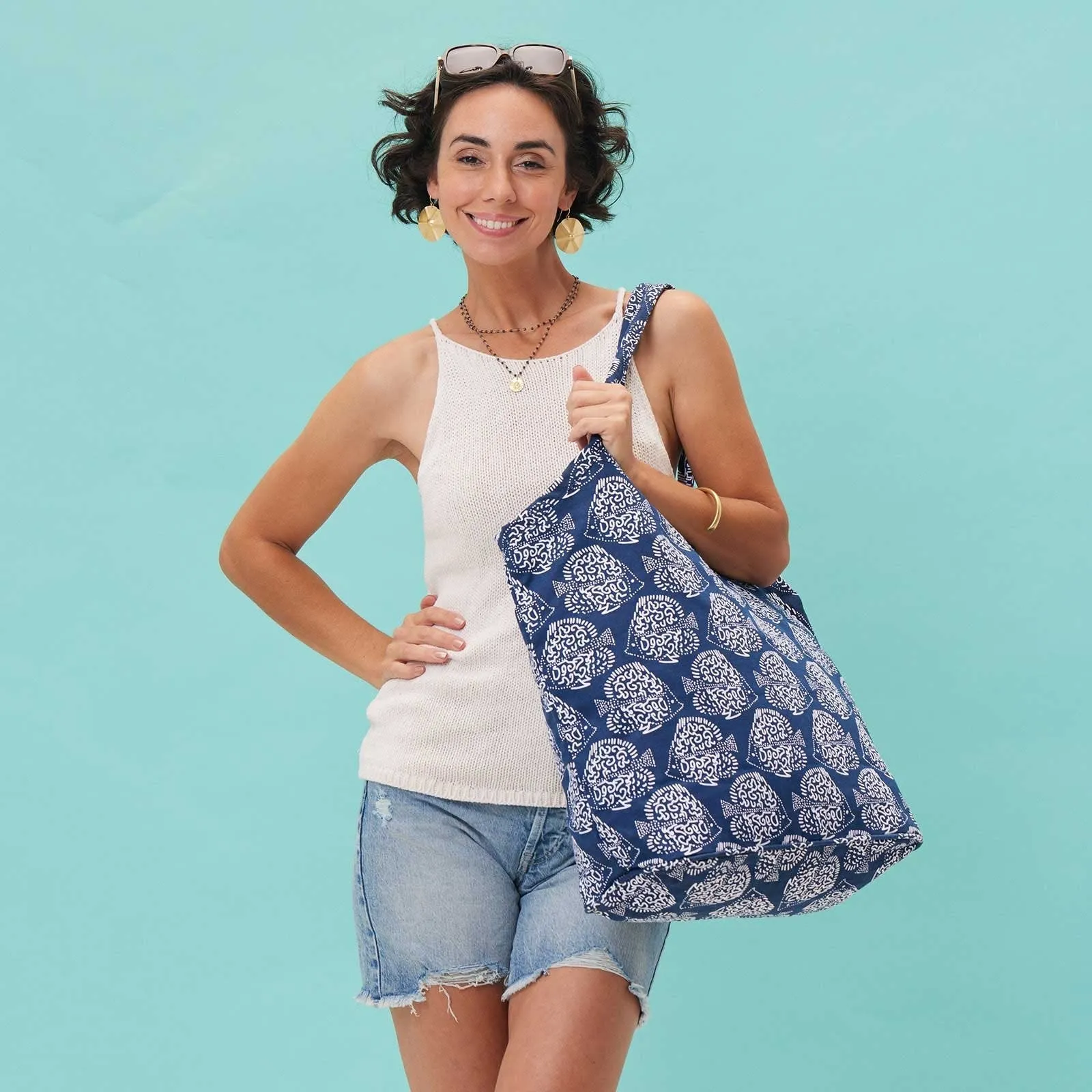 Indigo Fish Bucket Bag