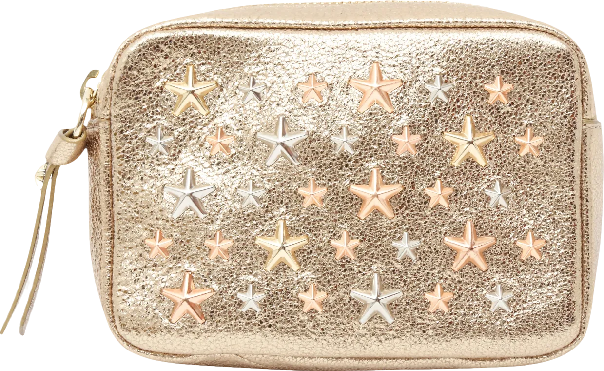 Jimmy Choo Metallic Leather Gold Star Embellished Pouch Clutch bag