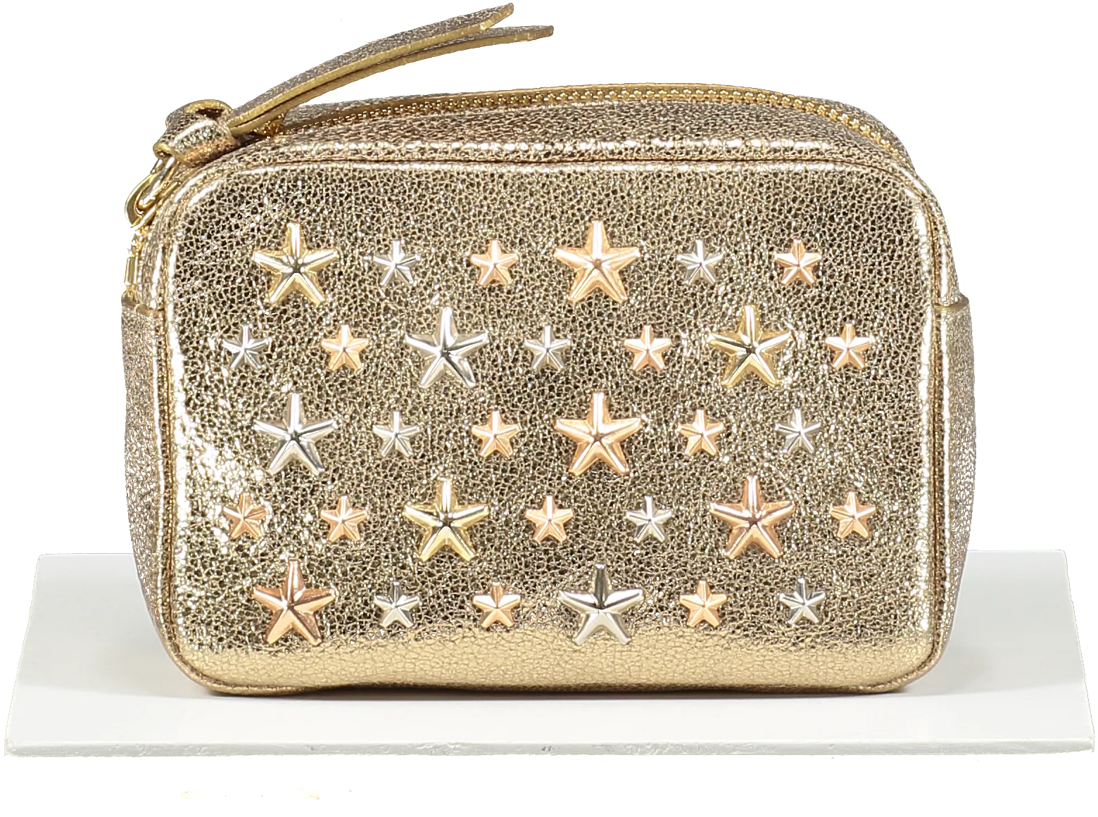 Jimmy Choo Metallic Leather Gold Star Embellished Pouch Clutch bag