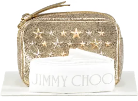 Jimmy Choo Metallic Leather Gold Star Embellished Pouch Clutch bag