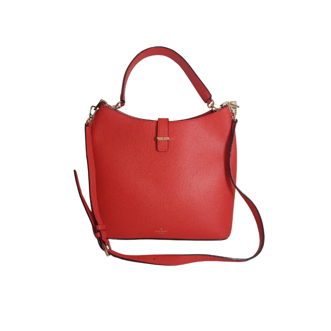 Kate Spade Red Leather Leonard Street Mariel Convertible Bucket Bag | Gently used |