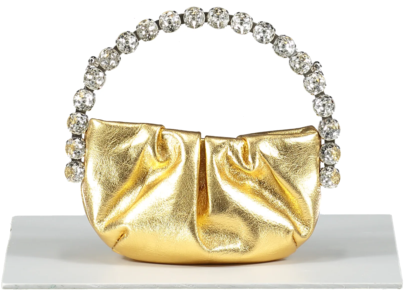 L'alingi Metallic Gold Stone-encrusted Eternity Micro Clutch With Chain Strap