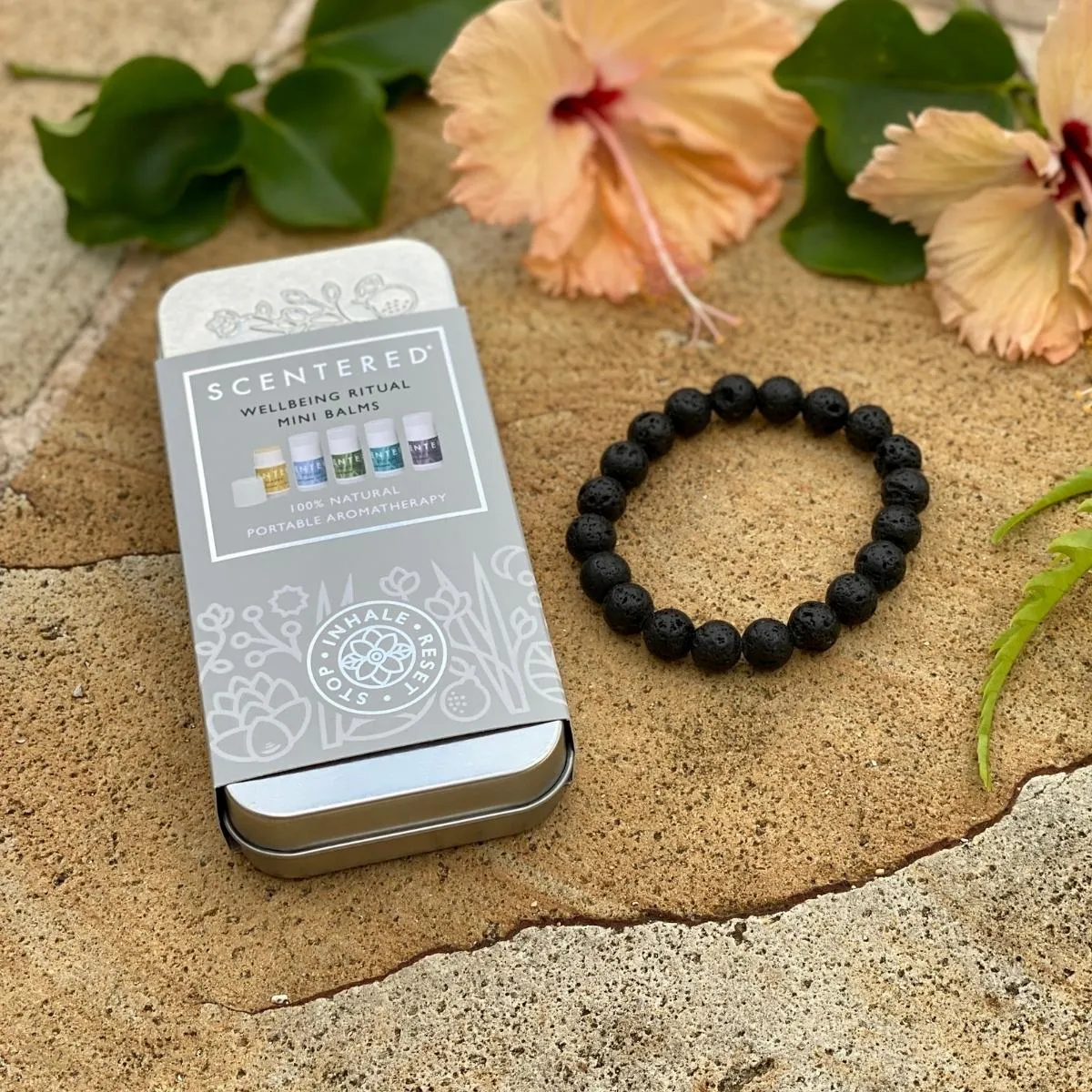 Mindful Aromatherapy Mini Balms with Lava Stone Bracelet