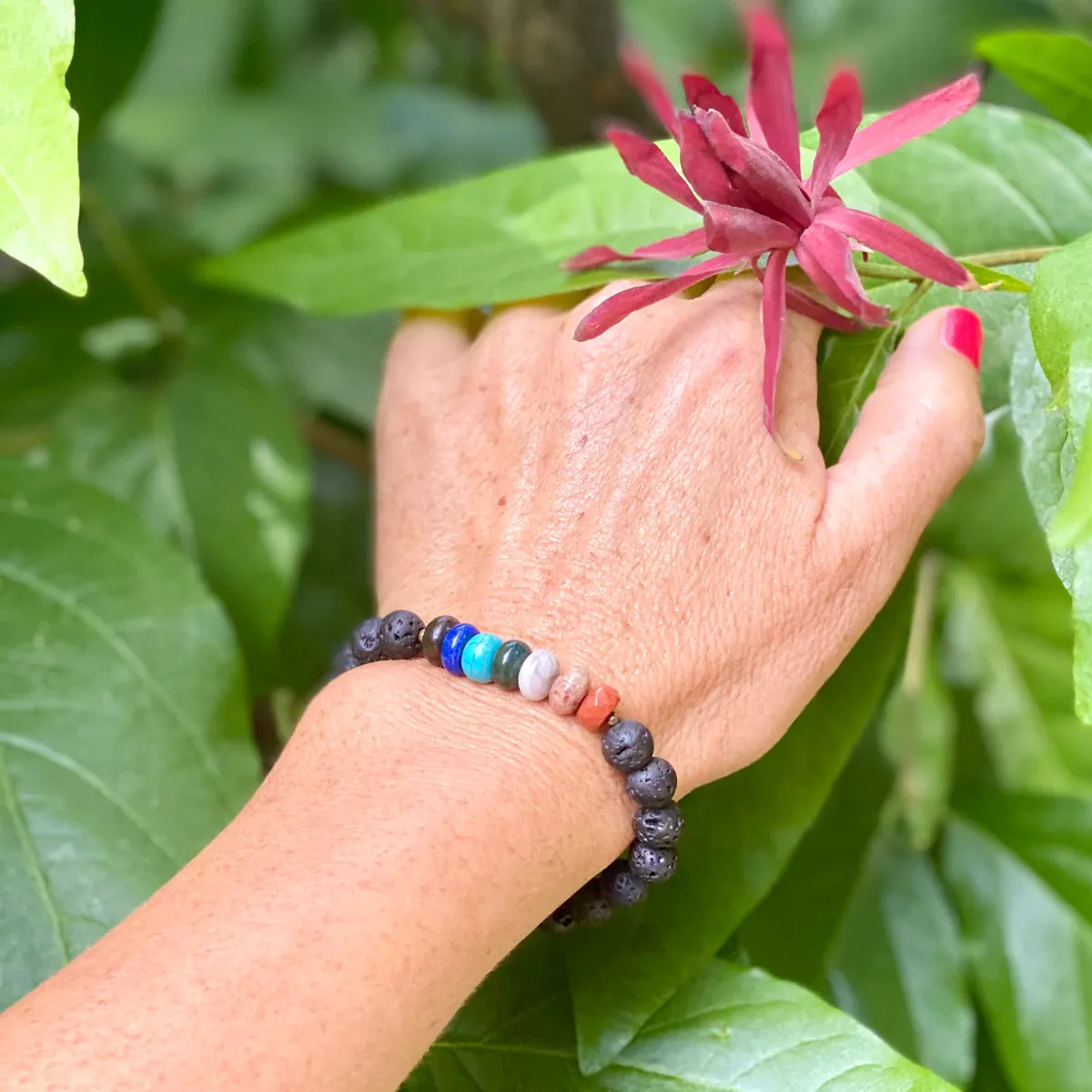 Mindful Aromatherapy Mini Balms with Lava Stone Chakra Bracelet