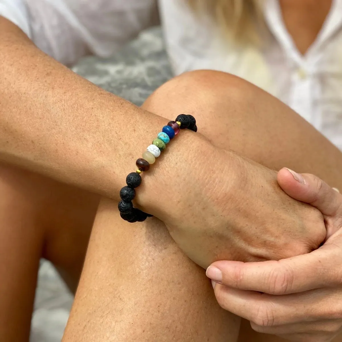 Mindful Aromatherapy Mini Balms with Lava Stone Chakra Bracelet