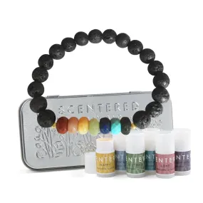 Mindful Aromatherapy Mini Balms with Lava Stone Chakra Bracelet