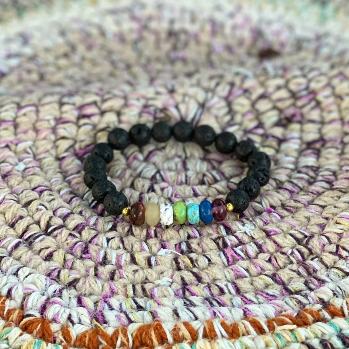 Mindful Aromatherapy Mini Balms with Lava Stone Chakra Bracelet