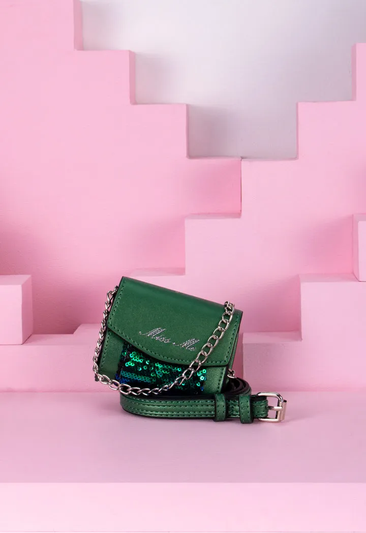 Mini Sequin Panel Flap Crossbody Bag