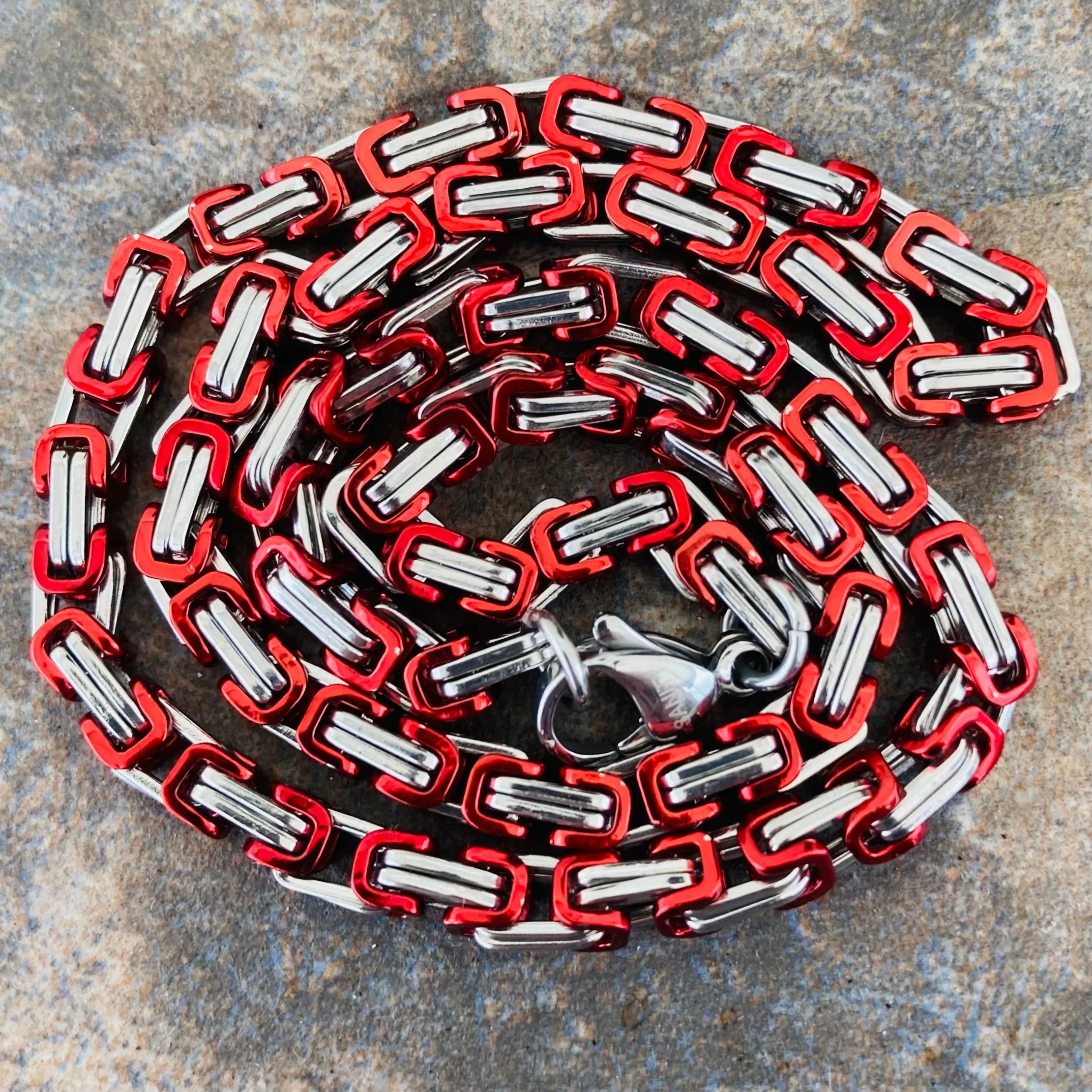 Necklace - Mini Red & Silver - Daytona Beach - 1/8 wide