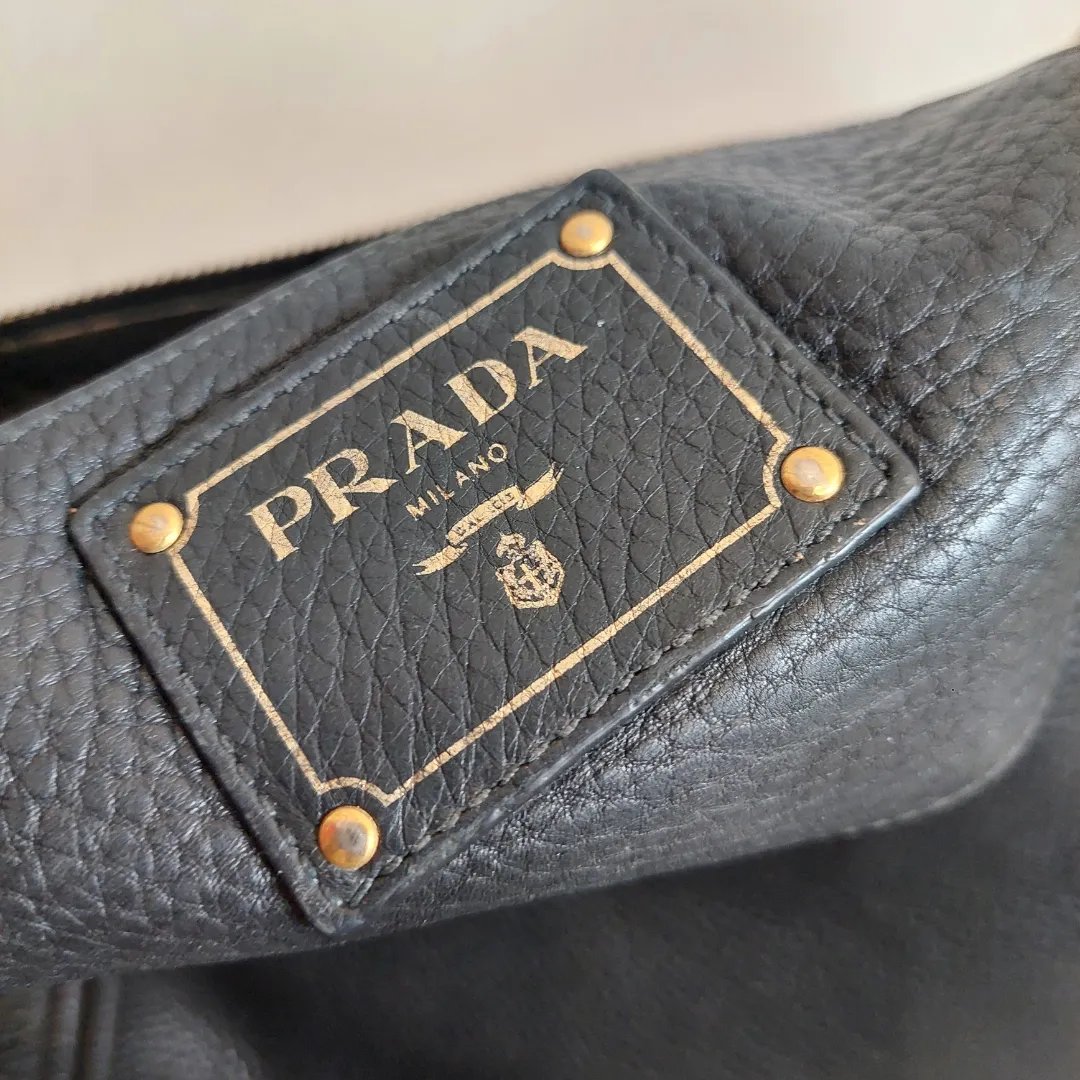 Prada Black Vitello Daino Leather Hobo Bag | Pre loved |